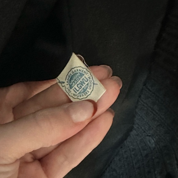 Vintage Union Black Double-Breasted Coat with real Fur Collar Medium - Picture 7 of 8